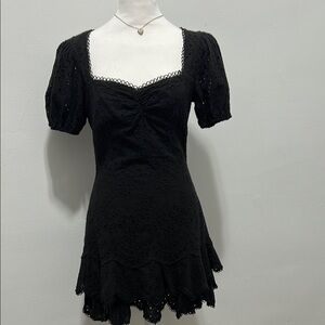Astr Black Eyelet Mini Dress